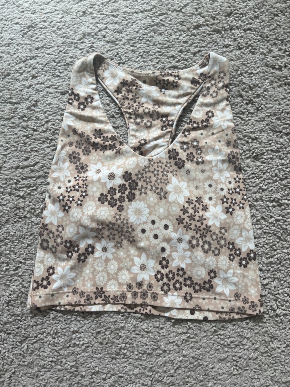 aerie Beige Floral Racerback Tank Top